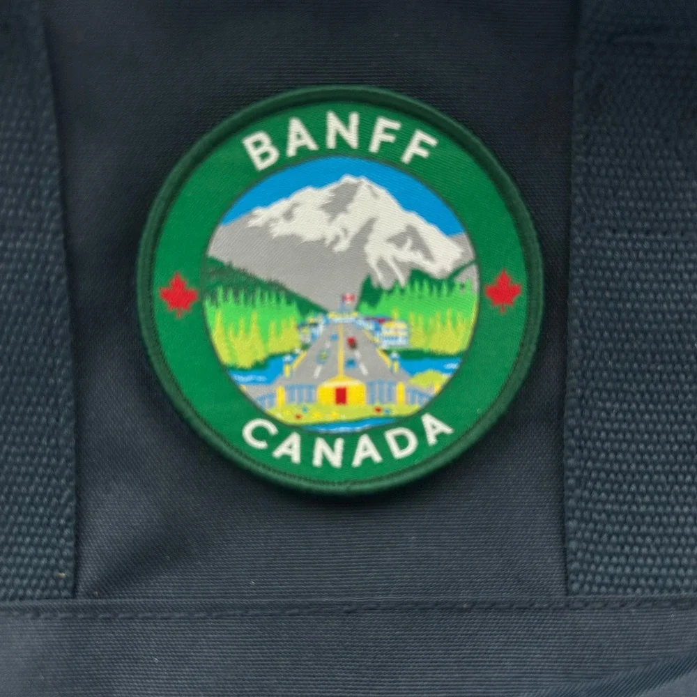 OSO Canada Backpack Navy Blue Small Banff Souvenir Patch EUC 12 x 12 x 4 in